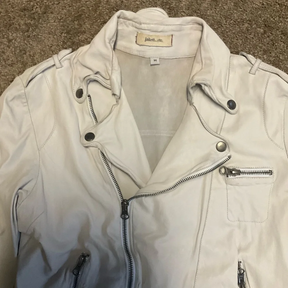 Jakett NYC Josey leather moto jacket in ecru - Picture 5 of 10